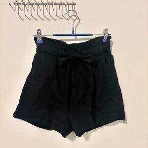 Saks Fifth Avenue Black High-Waist Paper Bag Shorts